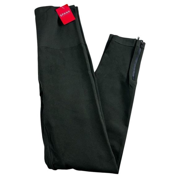 Spanx Look At Me Now Seamless Side Zip Leggings Size XL Thick Dark Green - Picture 7 of 7